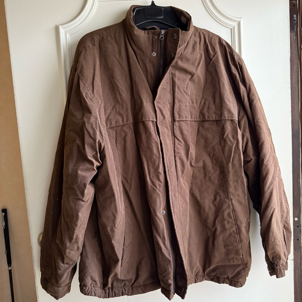 St. John’s Bay chocolate brown puffer utility full zip jacket fleece lined